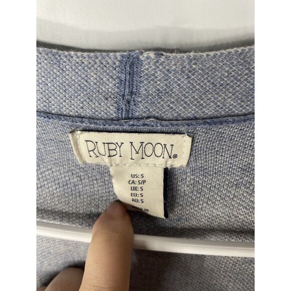 Ruby Moon Open Front Long Cardigan Blue White Western Print Womens Small - Picture 3 of 3